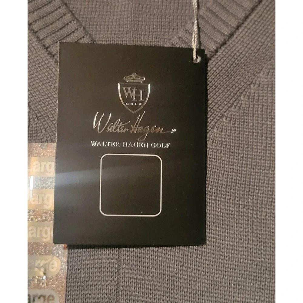 NWT Walter Hagen‎ Golf Sweater Vest Mens 2XL XXL Silk Cotton Gray Sports Preppy